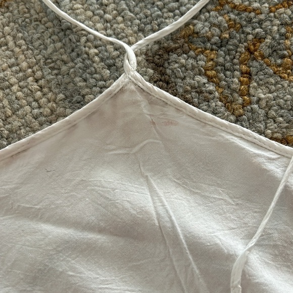 Anthropologie Boho Embroidered Neutral Coastal Festival Halter Crop Top Sz 12 - Picture 12 of 12